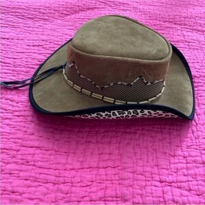 Sierra Brown Cowboy Hat with Leopard Trim, S